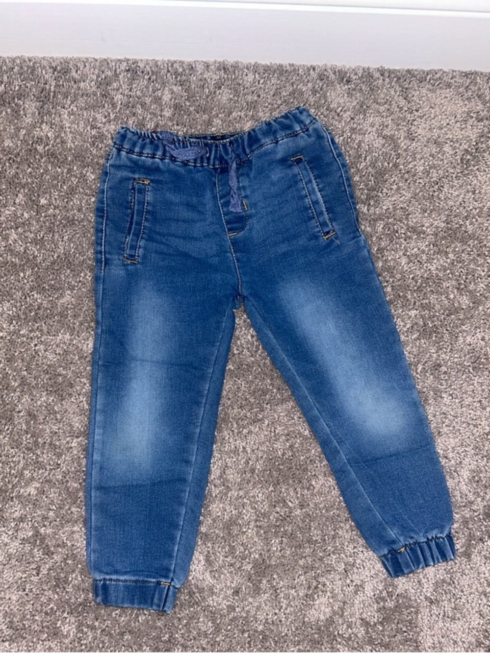 7 For All Mankind Kids Dark Blue Denim Jogger Pants